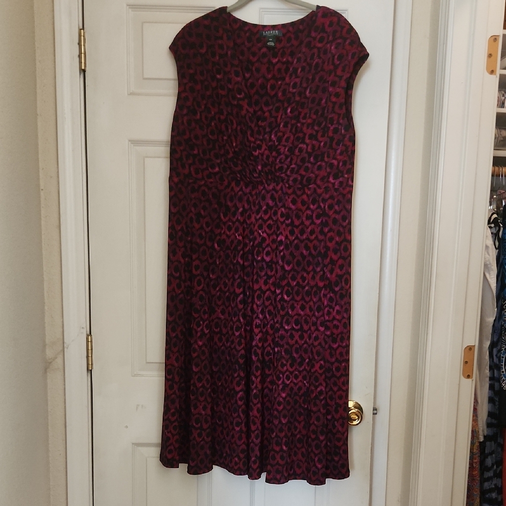 Lauren Ralph Lauren Red and Black Patterned Midi Dress